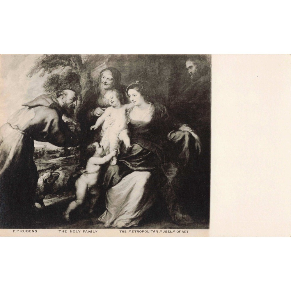 Vintage PP Rubens The Holy Family Metropolitan Museum of Art AZO Postcard - Picture 1 of 2